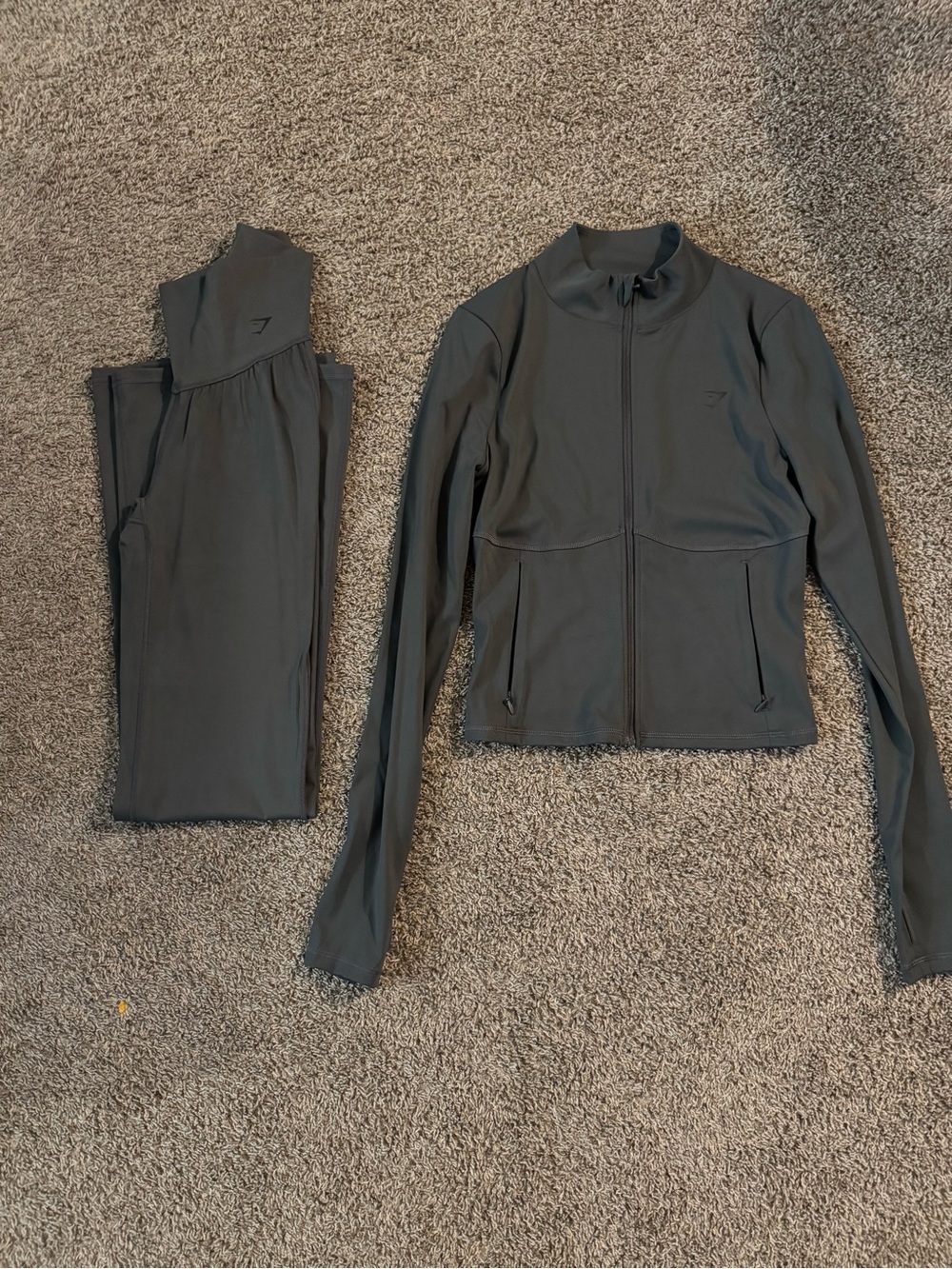 Gymshark Charcoal Full-Zip Jacket with High-Waist Leggings